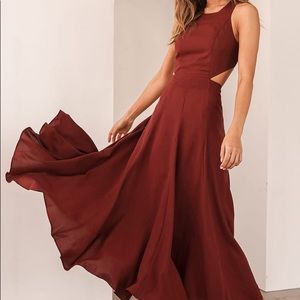Lulus Taste of Love Burgundy Cutout Midi Dress
